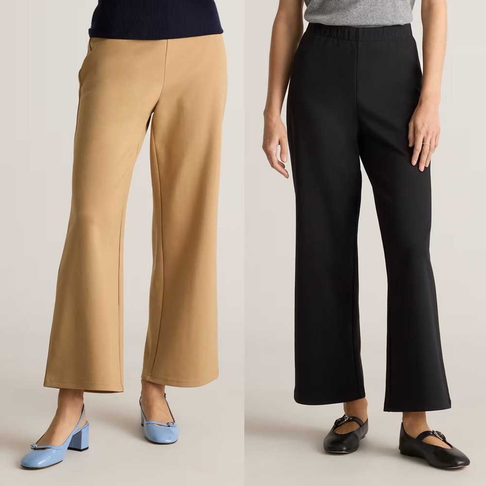 Quince Wide Leg Pants in Tan and Black High-Waisted Design